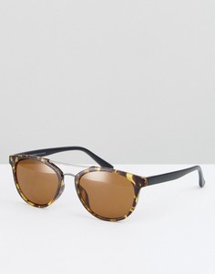 Круглые солнцезащитные очки в черепаховой оправе Selected Homme - Коричневый