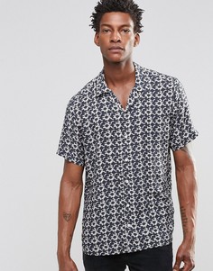 Рубашка из вискозы с отложным воротником, короткими рукавами и принтом ASOS - Коричневый