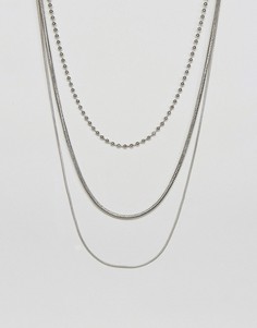 Ожерелье из разных цепочек в несколько рядов ASOS - Серебряный
