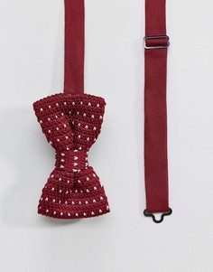 Вязаный галстук-бабочка в горошек 7X - Красный