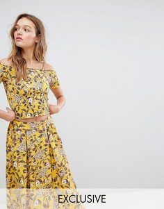 Присборенный топ с широким вырезом Мonki - Желтый Monki