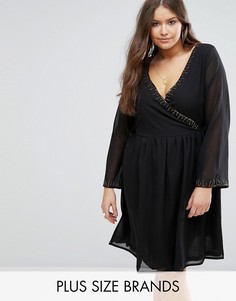 Короткое приталенное платье с отделкой бисером Koko Plus - Черный