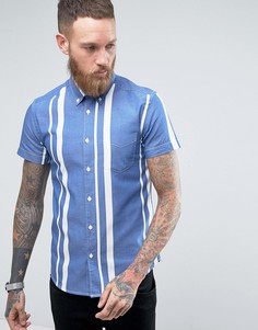 Полосатая рубашка с 1 карманом и короткими рукавами Wrangler - Синий