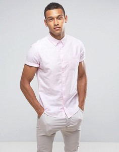 Оксфордская приталенная рубашка с короткими рукавами Burton Menswear - Розовый
