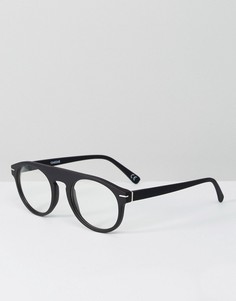Круглые очки в черной матовой оправе с прозрачными стеклами ASOS - Черный