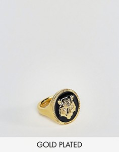 Позолоченное кольцо с гравировкой тигра ASOS - Золотой