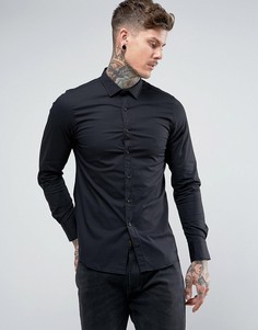 Приталенная эластичная рубашка из поплина Replay - Черный