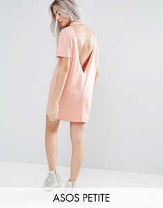 Платье-футболка с открытой спиной и V-образным вырезом ASOS PETITE - Розовый
