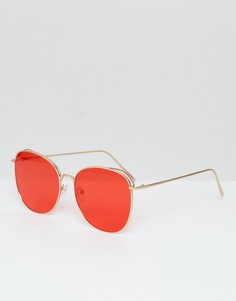 Круглые металлические солнцезащитные очки с красными затемненными стеклами AJ Morgan - Красный