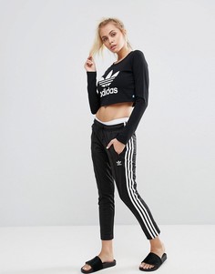 Черные брюки-сигареты с тремя фирменными полосками adidas Originals - Черный