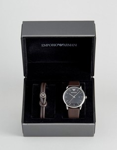 Подарочный набор с часами и вторым кожаным ремешком Emporio Armani AR80008 - Черный
