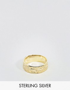 Позолоченное серебряное кольцо с чеканной отделкой ASOS - Золотой