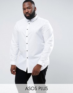 Белая рубашка классического кроя с контрастными пуговицами ASOS PLUS - Белый