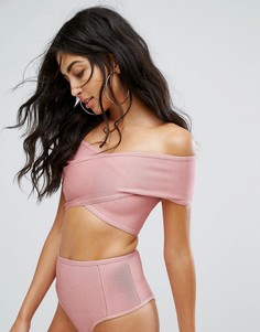 Бандажный бикини-топ с широким вырезом Missguided - Розовый