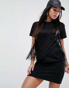 Платье-футболка с бахромой ASOS - Черный