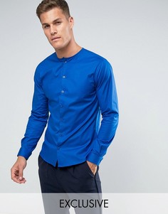 Облегающая рубашка без воротника Noak - Темно-синий