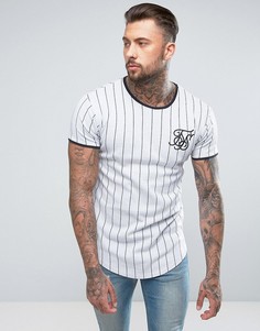 Белая обтягивающая футболка с полосками SikSilk - Белый