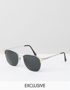Квадратные металлические солнцезащитные очки серебристого цвета Reclaimed Vintage - Серебряный