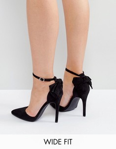 Туфли на каблуке с острым носком и бантиком на пятке New Look - Черный