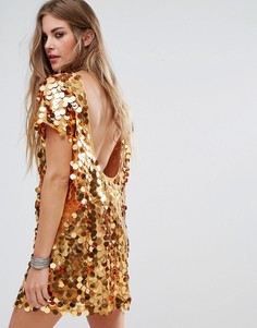 Платье с открытой спиной и пайетками Motel - Золотой