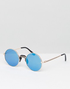 Круглые солнцезащитные очки с синими стеклами Jeeper Peepers - Золотой