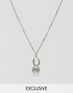 Ожерелье с подвеской в форме паука Reclaimed Vintage Inspired - Серебряный