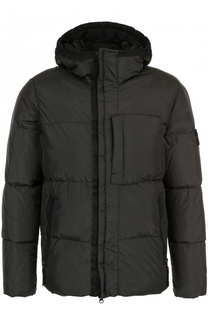 Стеганый пуховик на молнии с капюшоном Stone Island