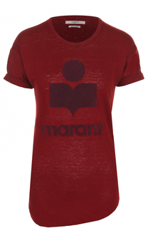 Льняная футболка с логотипом бренда Isabel Marant Etoile