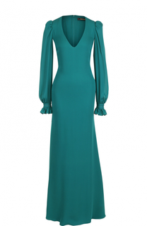 Шелковое платье-макси с V-образным вырезом Roberto Cavalli