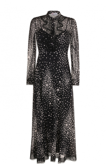 Шелковое платье-макси с принтом в виде звезд REDVALENTINO