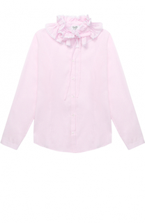 Хлопковая блуза прямого кроя с оборками и воротником-стойкой Aletta