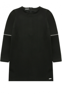 Мини-платье джерси прямого кроя с молниями на рукавах Dsquared2