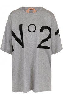 Футболка свободного кроя с логотипом бренда No. 21