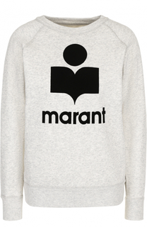 Свитшот прямого кроя с контрастным логотипом бренда Isabel Marant Etoile