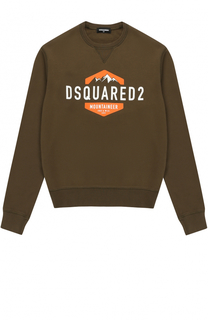 Хлопковый свитшот с принтом и прострочкой Dsquared2