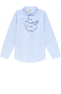 Хлопковая блуза прямого кроя с оборками и декоративной отделкой Aletta