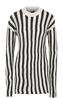 Удлиненный пуловер в полоску с круглым вырезом Helmut Lang