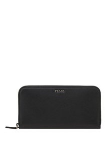 Кошелек из черной сафьяновой кожи Prada