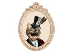 Репродукция гравюры «мистер кот» в раме «бернадетт» (object desire) мультиколор 30.5x43x4.3 см.