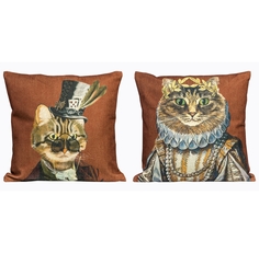 Набор из двух декоративных подушек мистер кот и мисс кошка (object desire) коричневый 45.0x15.0 см.