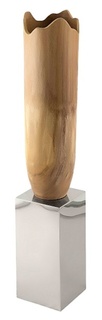 Ваза напольная wooden vase on stainless steel pillar (m-style) бронзовый 25x160x25 см.