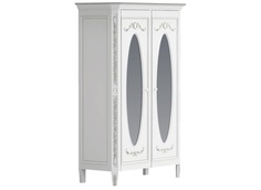 Шкаф платяной двухстворчатый с овальными зеркалами будуар (la neige) белый 140.0x210.0x62.0 см.
