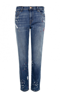 Укороченные джинсы прямого кроя с потертостями J Brand