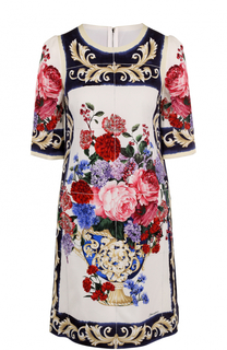 Мини-платье с круглым вырезом и принтом Dolce &amp; Gabbana