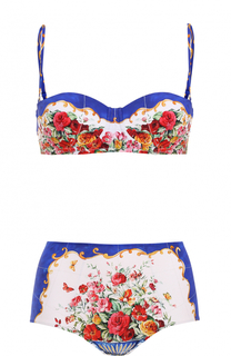 Купальник с плавками-бикини с завышенной талией и принтом Dolce &amp; Gabbana