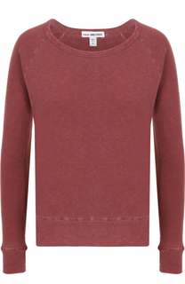 Хлопковый пуловер прямого кроя с круглым вырезом James Perse