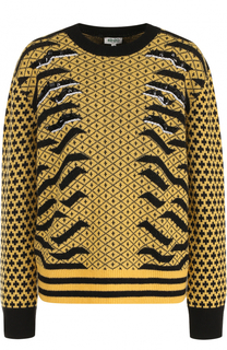 Шерстяной пуловер с круглым вырезом и принтом Kenzo