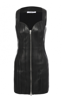 Приталенное кожаное мини-платье Givenchy