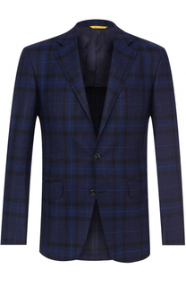 Шерстяной однобортный пиджак в клетку Canali