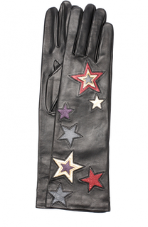 Удлиненные кожаные перчатки с аппликацией Agnelle